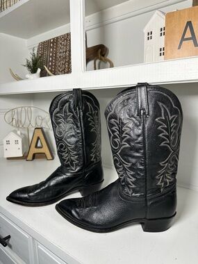 J Chisholm Cowboy Boots Mens 13D Black Leather Western Boots USA Made Classic